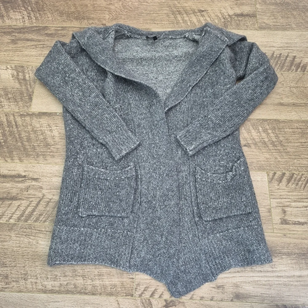 Babaton Aritzia Women's Grey Italian Wool Mohair Blend Knit Caridgan Size Small - Picture 2 of 6